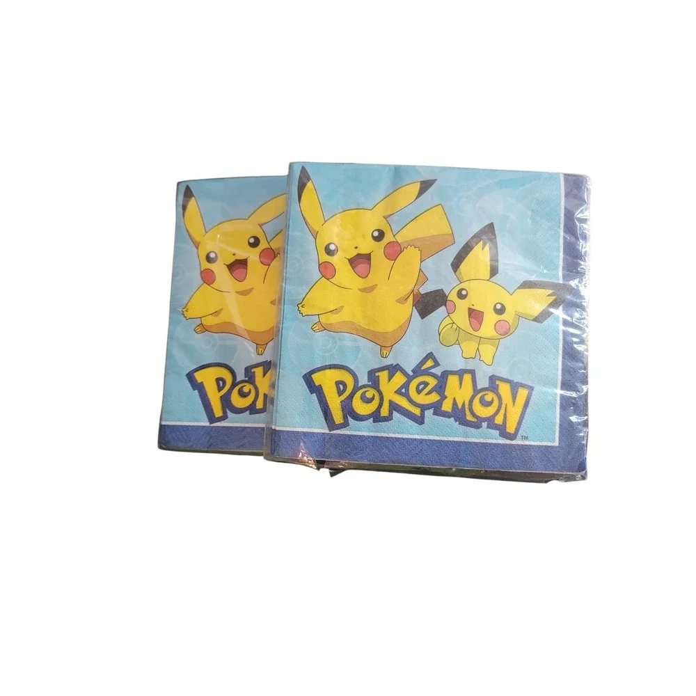 Pokemon Pikachu Napkins Luncheon Party Supplies‎ 16 Count New 2 pack